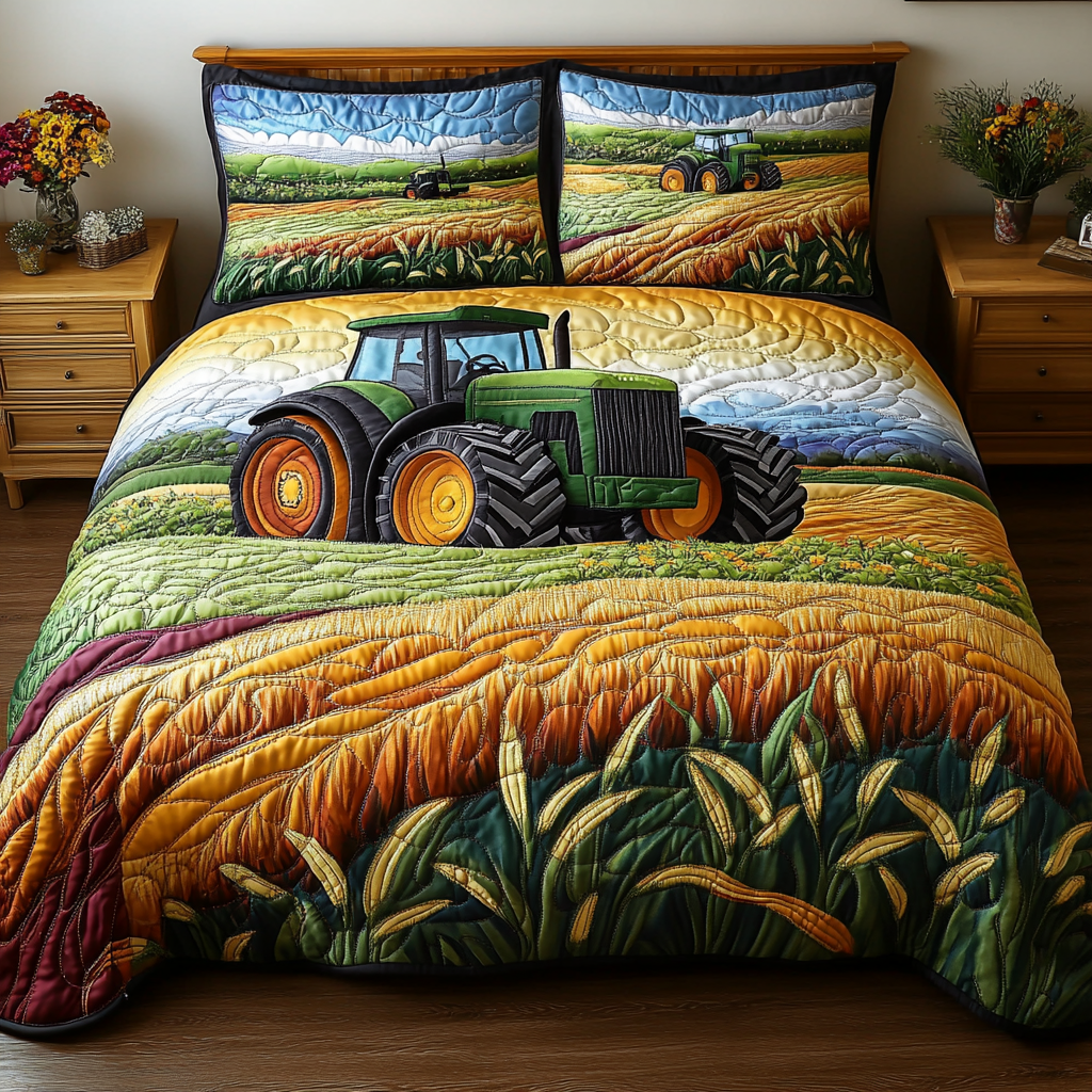 Field Master Quilted Bedding Set Duvet Cover Bedspread Farmer Tractor Gifts For Dad Field Master Quilted Bedding Set Duvet Cover Bedspread Farmer Tractor Gifts For Dad