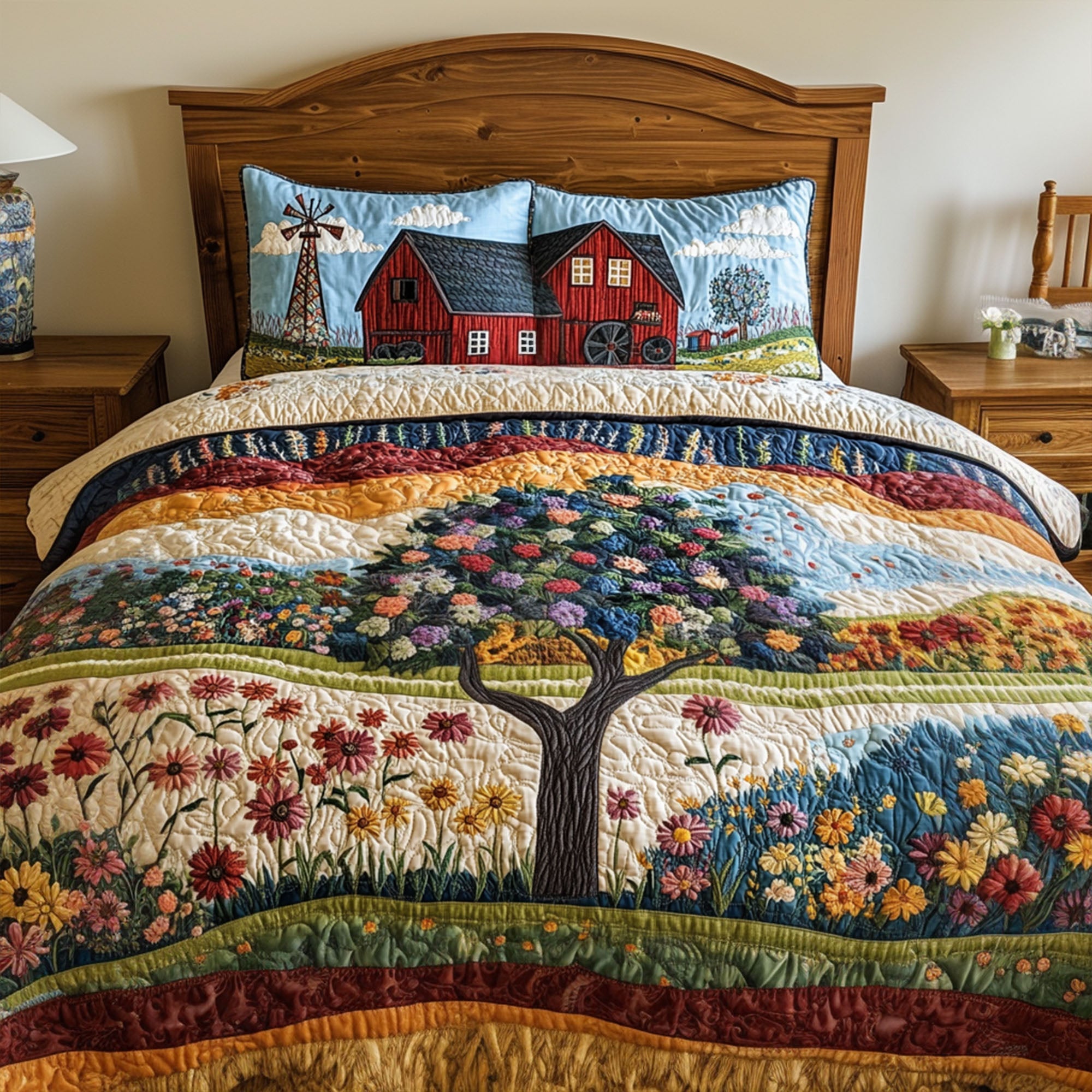 Fields of Plenty Quilted Bedding Set Duvet Cover Bed Sheet Set Tractor Themed Gifts Fields of Plenty Quilted Bedding Set Duvet Cover Bed Sheet Set Tractor Themed Gifts