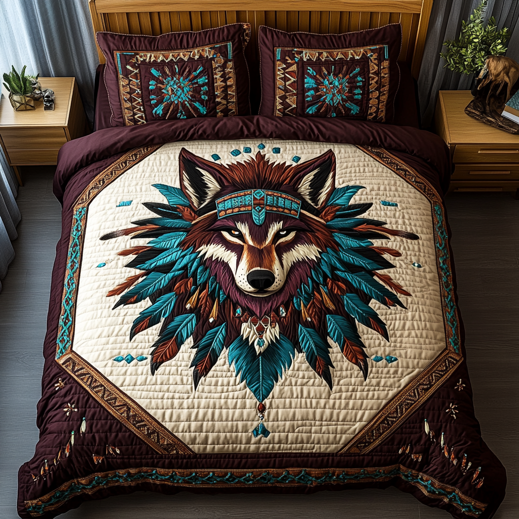 Fierce Wolf Quilted Bedding Set Duvet Cover Merch Novelty Wolf Gifts Fierce Wolf Quilted Bedding Set Duvet Cover Merch Novelty Wolf Gifts