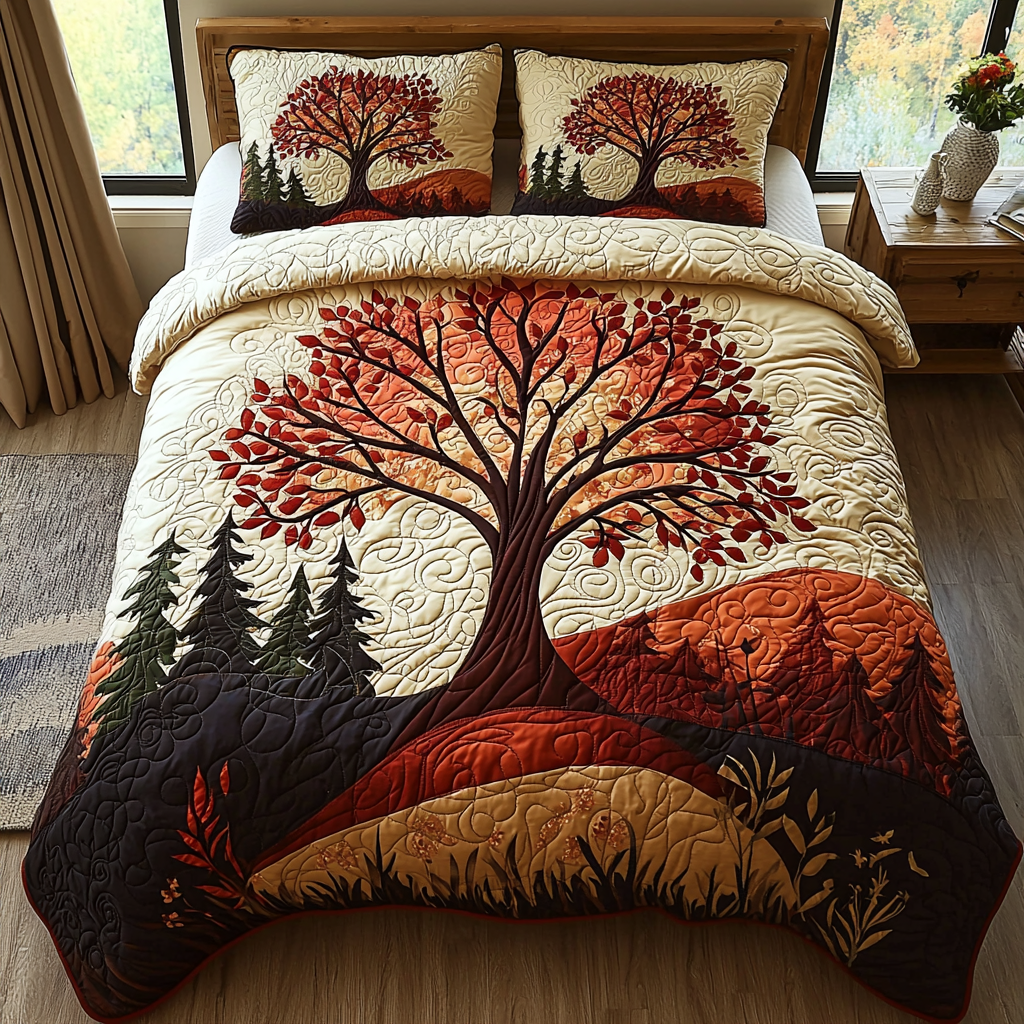 Firelight Tree Quilted Bedding Set Duvet Cover Bedspreads Tree Of Life Merchandise Firelight Tree Quilted Bedding Set Duvet Cover Bedspreads Tree Of Life Merchandise