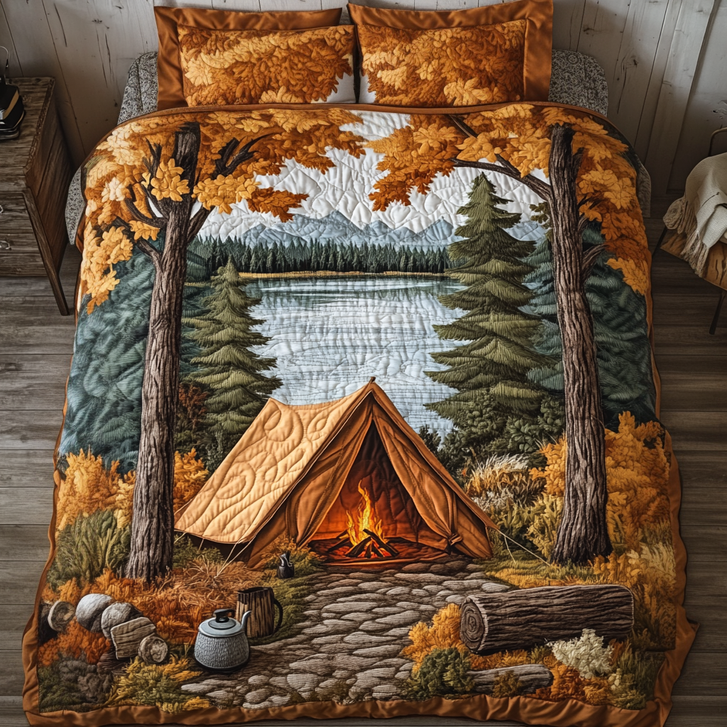 Fireside Nest Quilted Bedding Set Duvet Cover Merch Gifts For Camper Owners Fireside Nest Quilted Bedding Set Duvet Cover Merch Gifts For Camper Owners