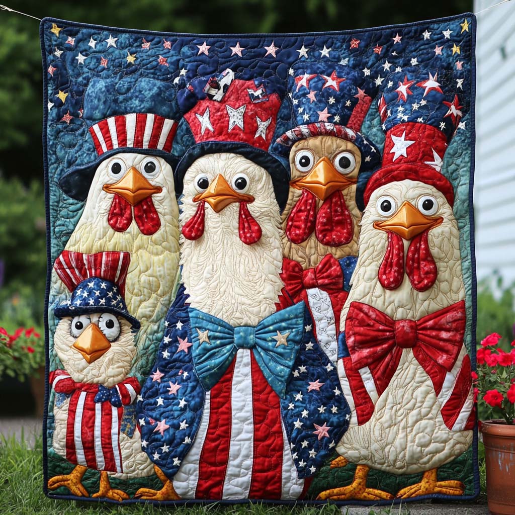 Firework Hen Family Quilted Blanket Nice Throw Blanket Cute Chicken Gifts Firework Hen Family Quilted Blanket Nice Throw Blanket Cute Chicken Gifts