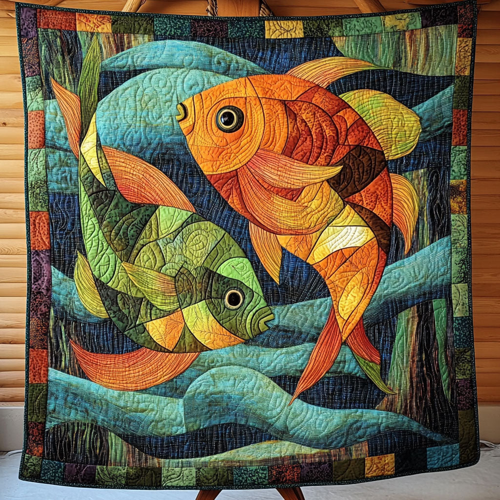 Fish Dance Quilted Blanket Cute Throw Blanket Best Gifts For Fisherman Fish Dance Quilted Blanket Cute Throw Blanket Best Gifts For Fisherman