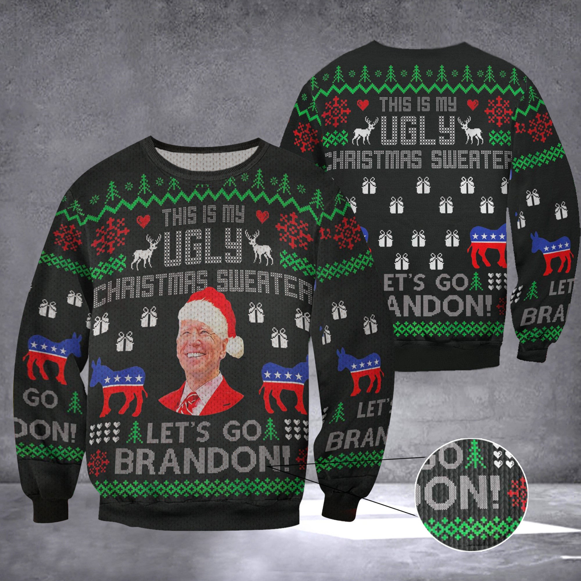 FJB Let's Go Brandon Sweater This Is My Ugly Christmas Sweater Lets Go Brandon Clothing FJB Let's Go Brandon Sweater This Is My Ugly Christmas Sweater Lets Go Brandon Clothing