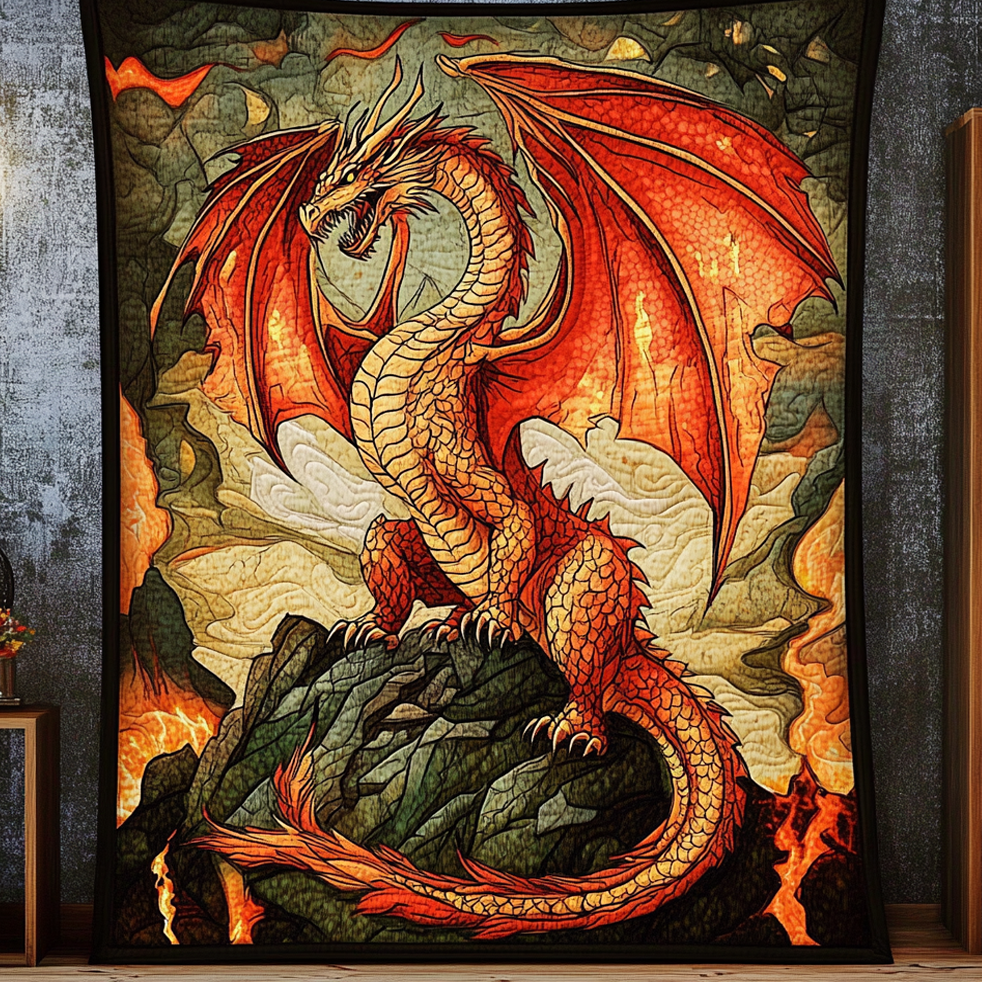 Flame Strike Quilted Blanket Sofa Throw Blanket Great Dragon Lover Gifts Flame Strike Quilted Blanket Sofa Throw Blanket Great Dragon Lover Gifts