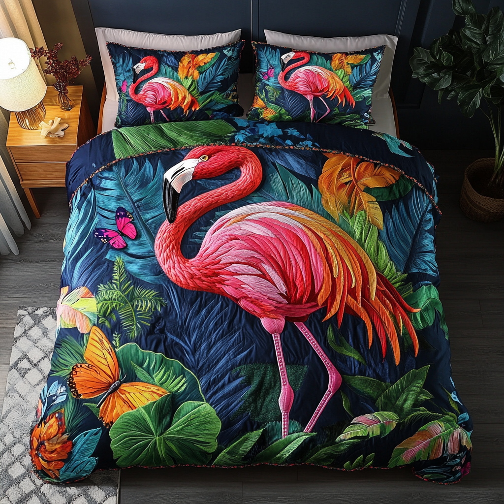 Flamingo Breeze Quilted Bedding Set Duvet Cover Bedspread Flamingo Themed Presents Flamingo Breeze Quilted Bedding Set Duvet Cover Bedspread Flamingo Themed Presents