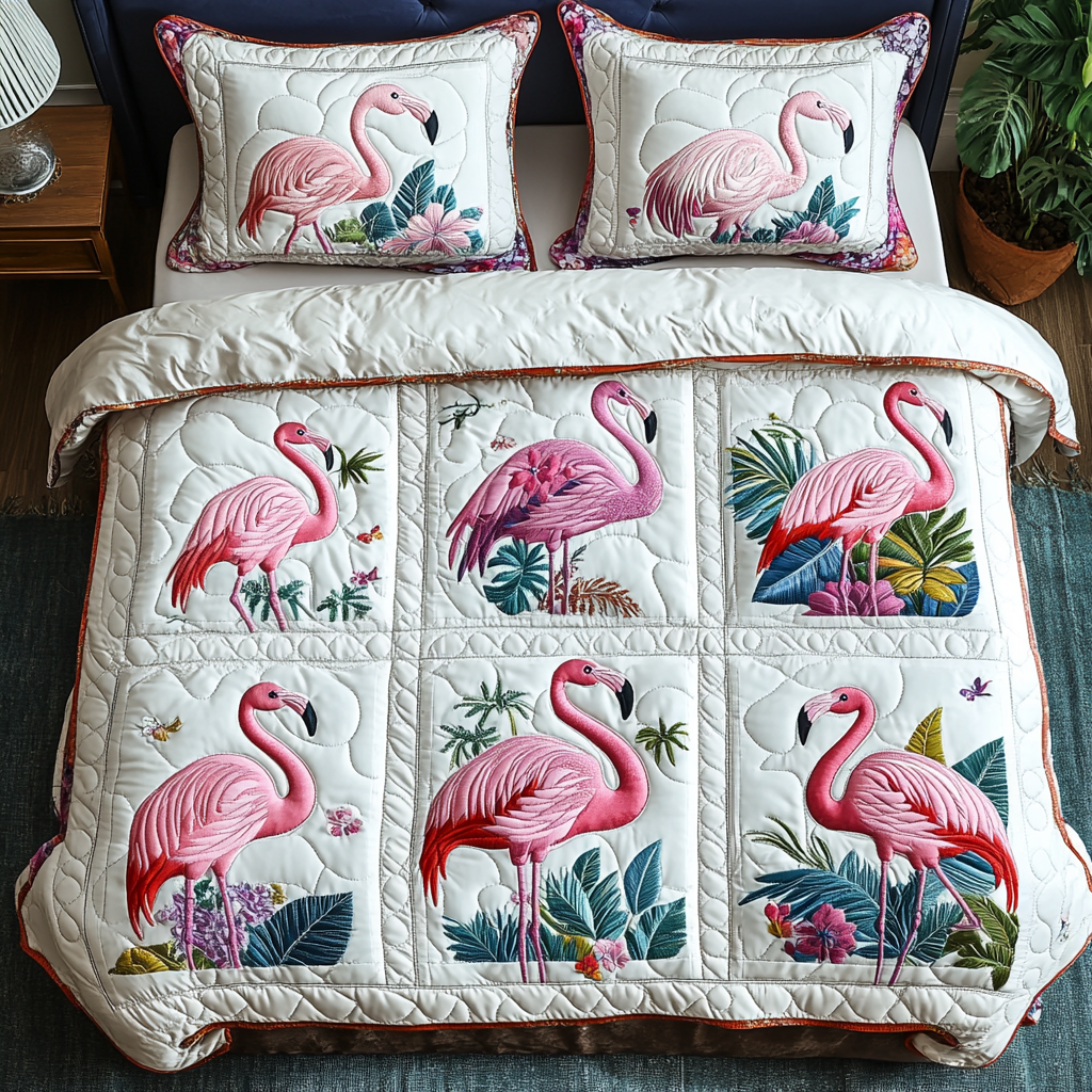 Flamingo Dreams Quilted Bedding Set Duvet Cover Merch Flamingo Themed Presents Flamingo Dreams Quilted Bedding Set Duvet Cover Merch Flamingo Themed Presents