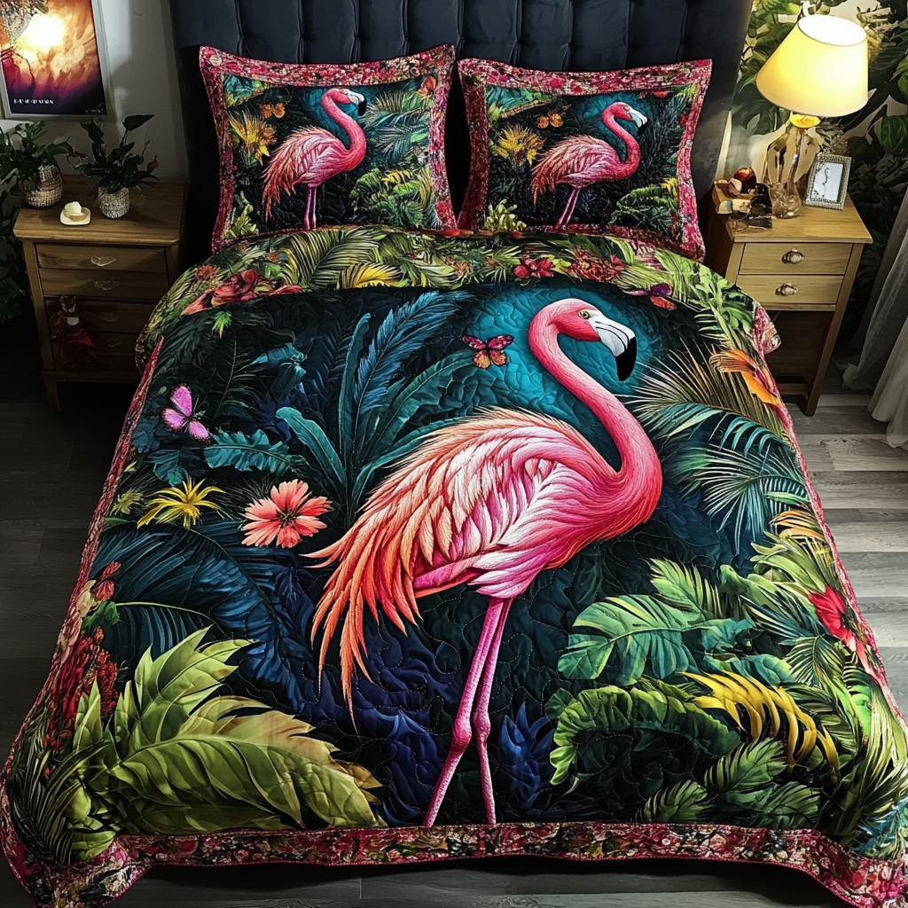 Flamingo Glow Quilted Bedding Set Duvet Cover Bedspread Flamingo Teacher Gift Flamingo Glow Quilted Bedding Set Duvet Cover Bedspread Flamingo Teacher Gift