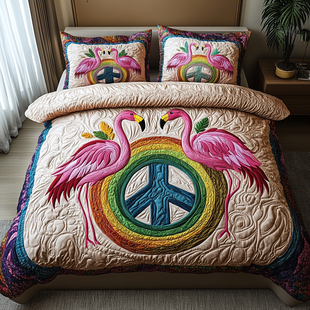 Flamingo Groove Quilted Bedding Set Duvet Cover Bedspreads Best Flamingo Related Gifts Flamingo Groove Quilted Bedding Set Duvet Cover Bedspreads Best Flamingo Related Gifts