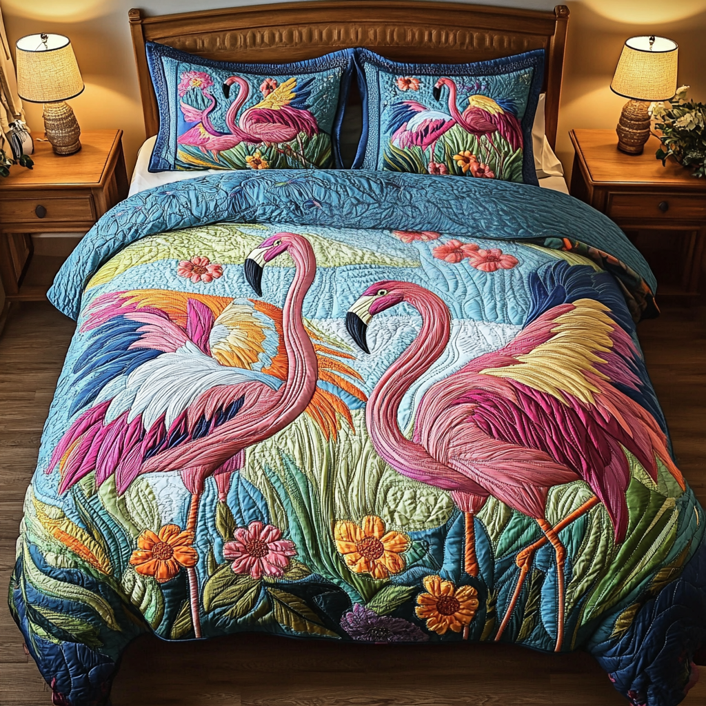 Flamingo Tango Quilted Bedding Set Duvet Cover Merch Flamingo Novelty Gifts Flamingo Tango Quilted Bedding Set Duvet Cover Merch Flamingo Novelty Gifts