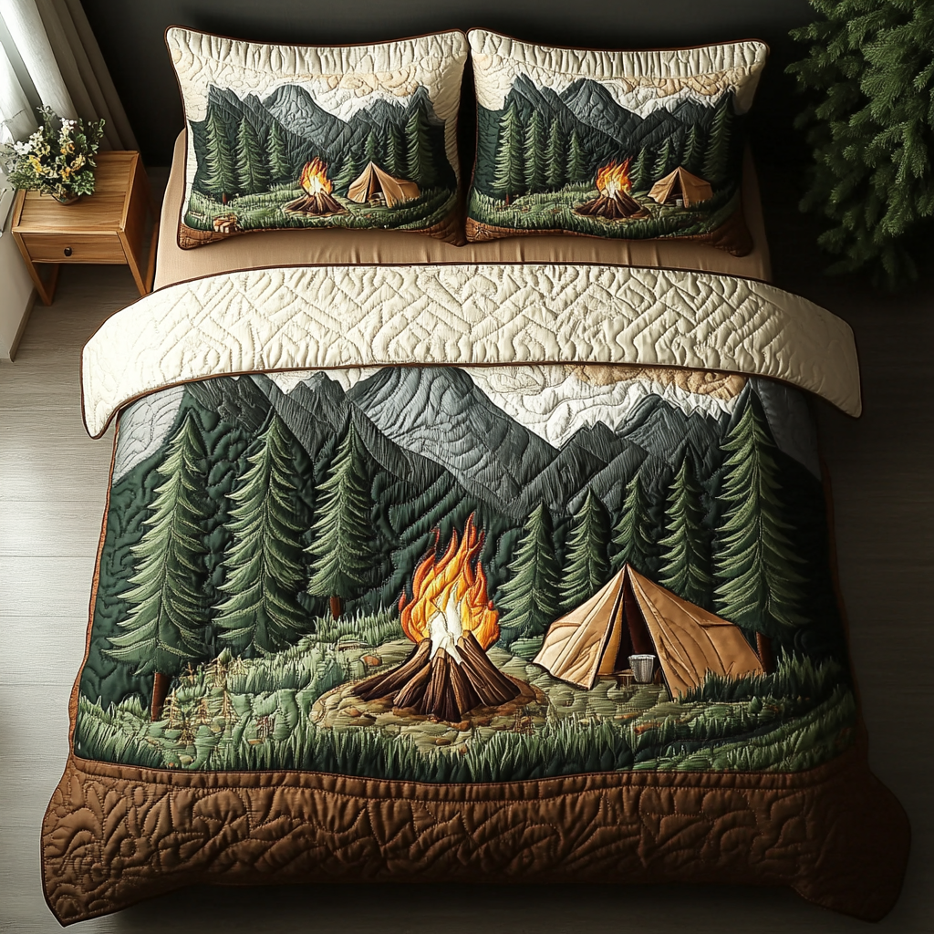 Flickering Flame Quilted Bedding Set Duvet Cover Bed Sheet Set Gifts For Camper Owners Flickering Flame Quilted Bedding Set Duvet Cover Bed Sheet Set Gifts For Camper Owners