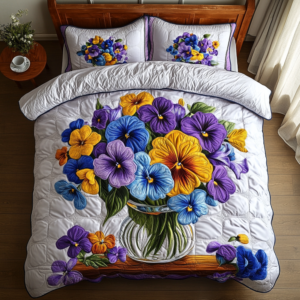 Floral Bliss Quilted Bedding Set Duvet Cover Bedspread Presents For Flower Lovers Floral Bliss Quilted Bedding Set Duvet Cover Bedspread Presents For Flower Lovers