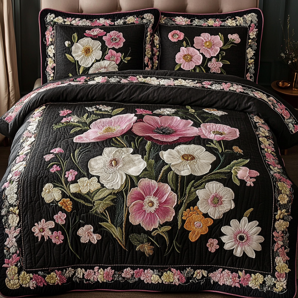 Floral Dream Quilted Bedding Set Duvet Cover Bed Sheet Set Flower Gifts For Women Floral Dream Quilted Bedding Set Duvet Cover Bed Sheet Set Flower Gifts For Women