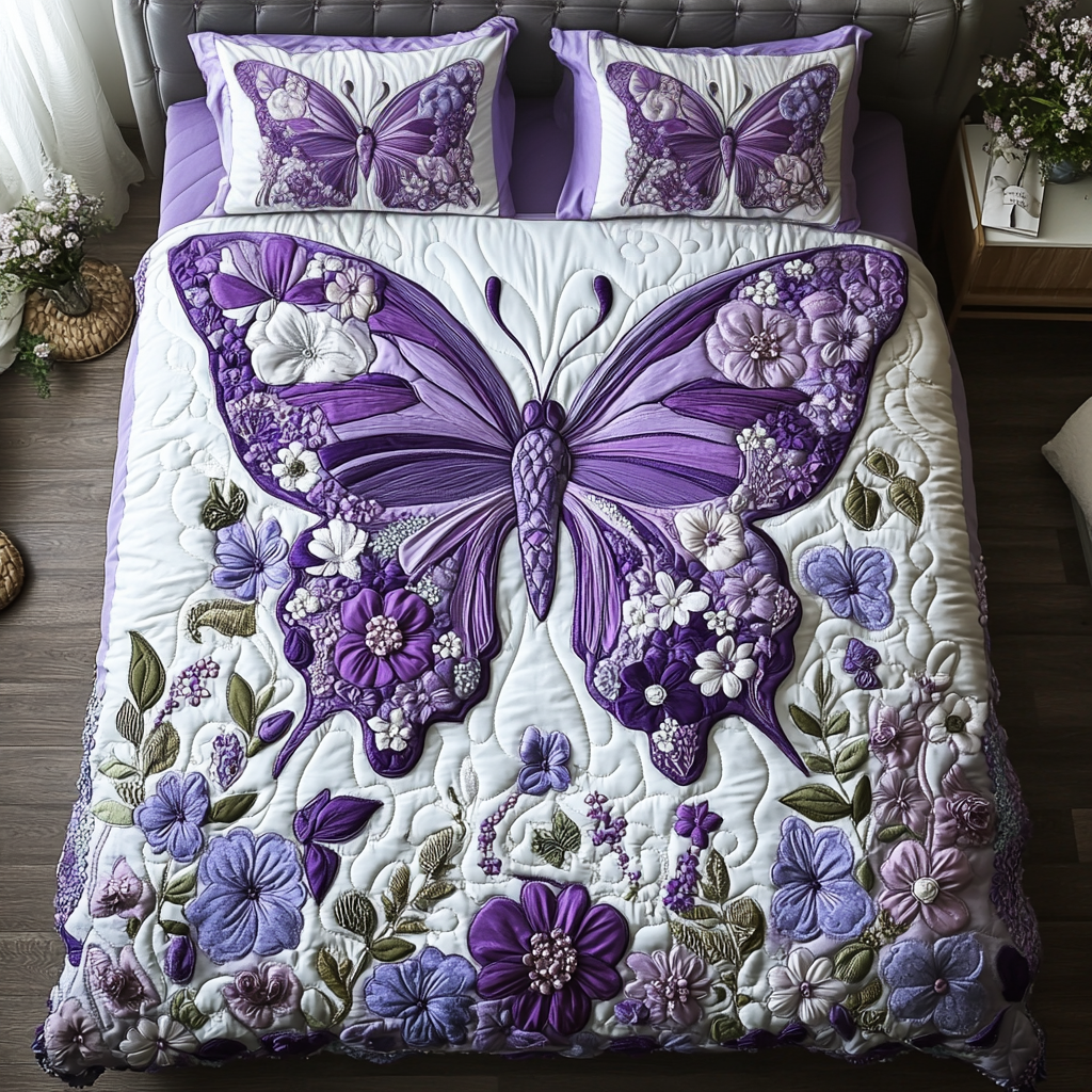 Floral Drift Quilted Bedding Set Duvet Cover Bed Sheet Set Butterfly Gifts For Girlfriend Floral Drift Quilted Bedding Set Duvet Cover Bed Sheet Set Butterfly Gifts For Girlfriend