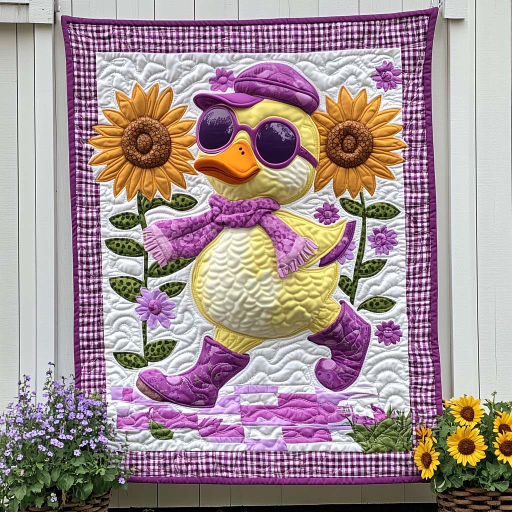 Floral Duck Walk Quilted Blanket Cute Colorful Blanket Best Gifts For Duck Hunters Floral Duck Walk Quilted Blanket Cute Colorful Blanket Best Gifts For Duck Hunters