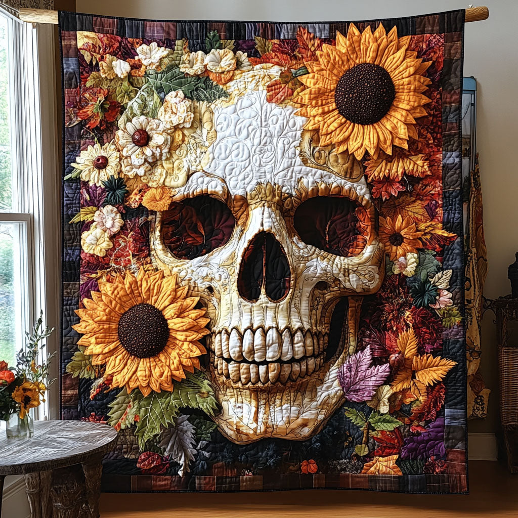 Floral Fate Quilted Blanket Cute Colorful Blanket Sugar Skull Birthday Presents