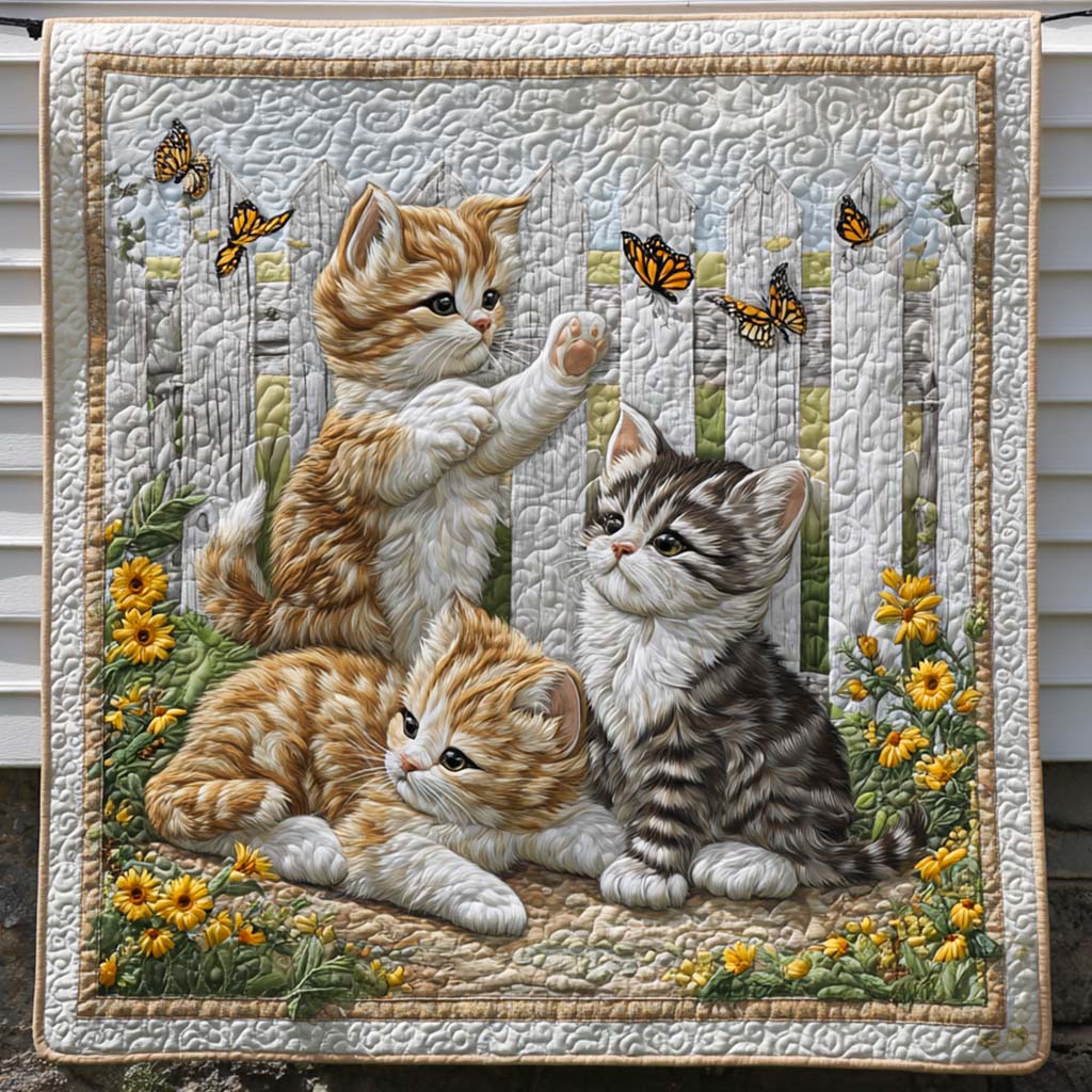 Floral Feline Quilted Blanket Cute Colorful Blanket Unique Cat Gifts For Her Floral Feline Quilted Blanket Cute Colorful Blanket Unique Cat Gifts For Her