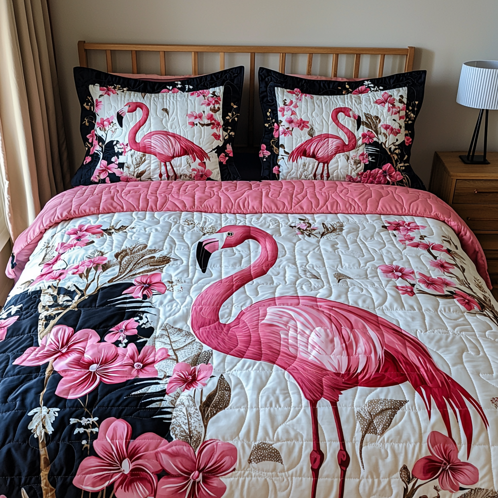 Floral Flamingo Quilted Bedding Set Duvet Cover Merch Flamingo Birthday Gift Ideas Floral Flamingo Quilted Bedding Set Duvet Cover Merch Flamingo Birthday Gift Ideas