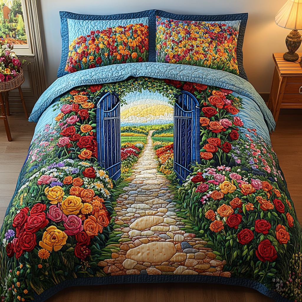 Floral Gateway Quilted Bedding Set Duvet Cover Bed Sheet Set Sunflower Gift Items Floral Gateway Quilted Bedding Set Duvet Cover Bed Sheet Set Sunflower Gift Items