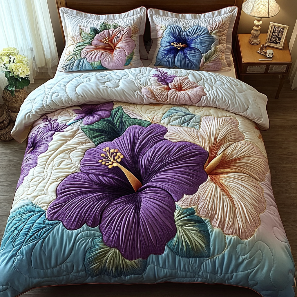 Floral Harmony Quilted Bedding Set Duvet Cover Bedspread Presents For Flower Lovers Floral Harmony Quilted Bedding Set Duvet Cover Bedspread Presents For Flower Lovers