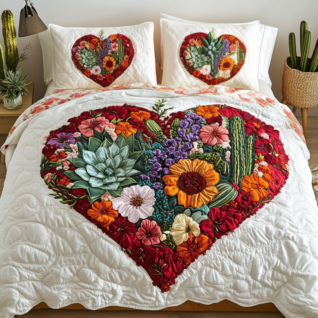 Floral Hug Quilted Bedding Set Duvet Cover Bed Sheet Set Unique Cactus Gifts Floral Hug Quilted Bedding Set Duvet Cover Bed Sheet Set Unique Cactus Gifts