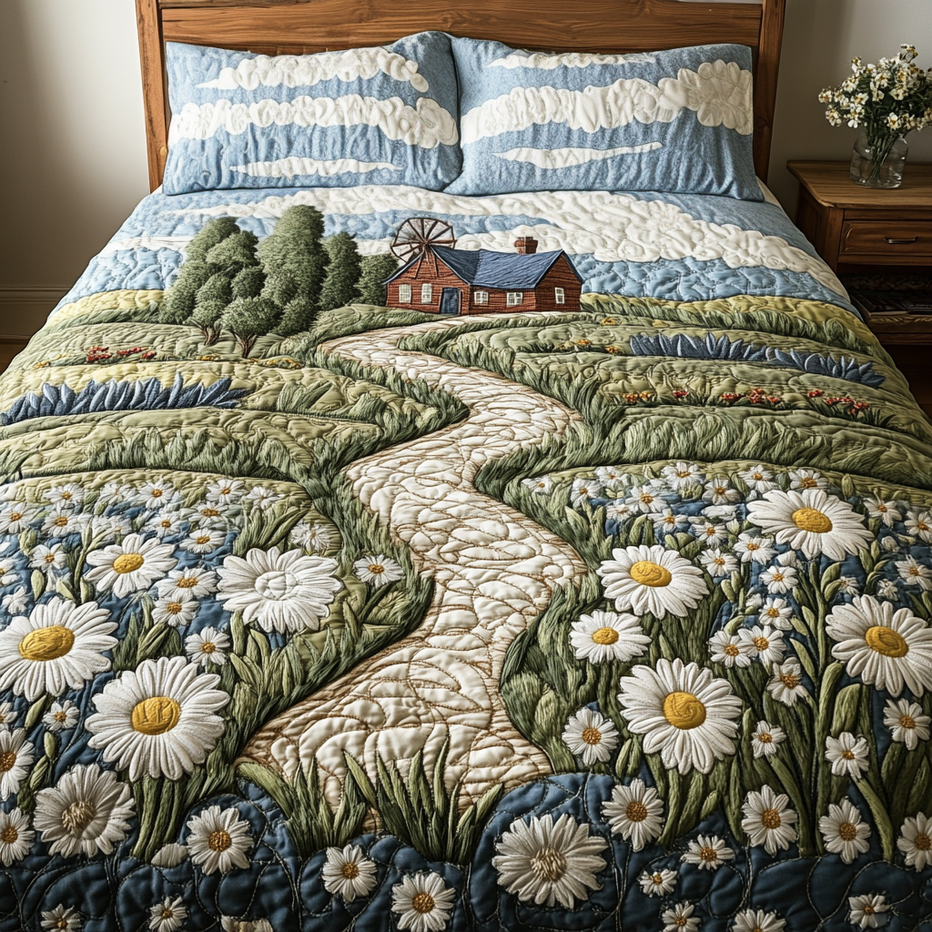 Floral Journey Quilted Bedding Set Duvet Cover Bed Sheet Set Flower Daisy Gift Items Floral Journey Quilted Bedding Set Duvet Cover Bed Sheet Set Flower Daisy Gift Items
