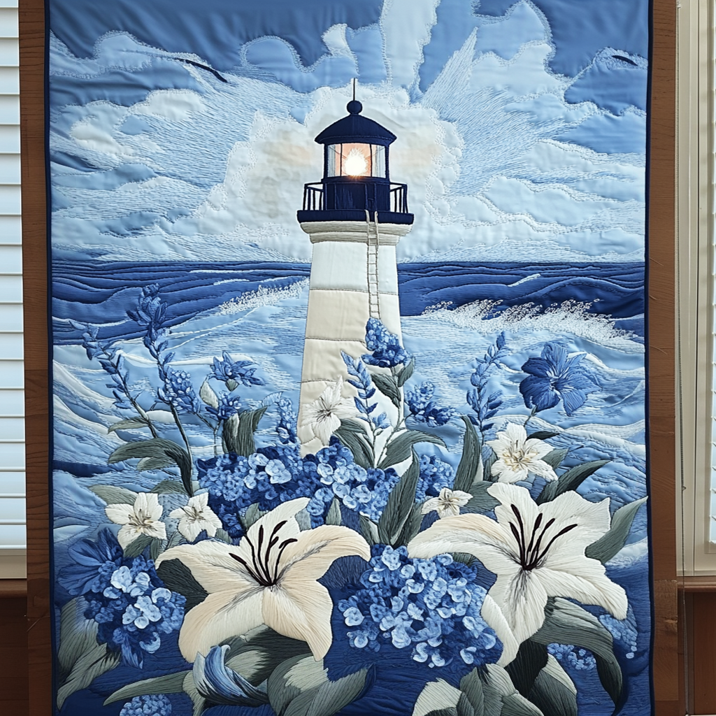 Floral Lighthouse Quilted Blanket Sofa Throw Blanket Ocean Lighthouse Gifts For Him
