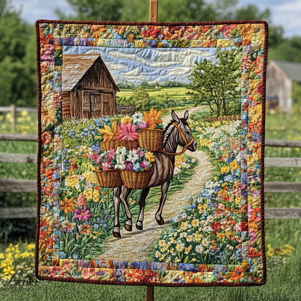 Floral Meadow Bliss Quilted Blanket Cute Throw Blanket Donkey Presents Floral Meadow Bliss Quilted Blanket Cute Throw Blanket Donkey Presents