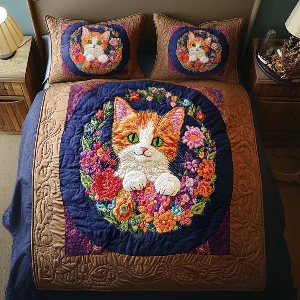 Floral Peek Quilted Bedding Set Duvet Cover Bed Sheet Set Cat Mom Gift ideas Floral Peek Quilted Bedding Set Duvet Cover Bed Sheet Set Cat Mom Gift ideas