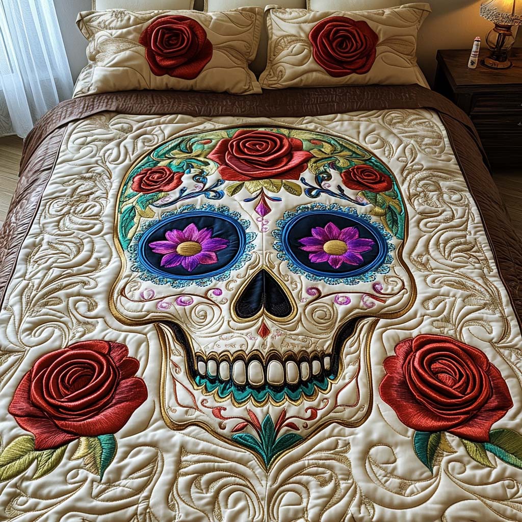 Floral Remembrance Quilted Bedding Set Duvet Cover Bed Sheet Set Sugar Skull Christmas Gifts Floral Remembrance Quilted Bedding Set Duvet Cover Bed Sheet Set Sugar Skull Christmas Gifts