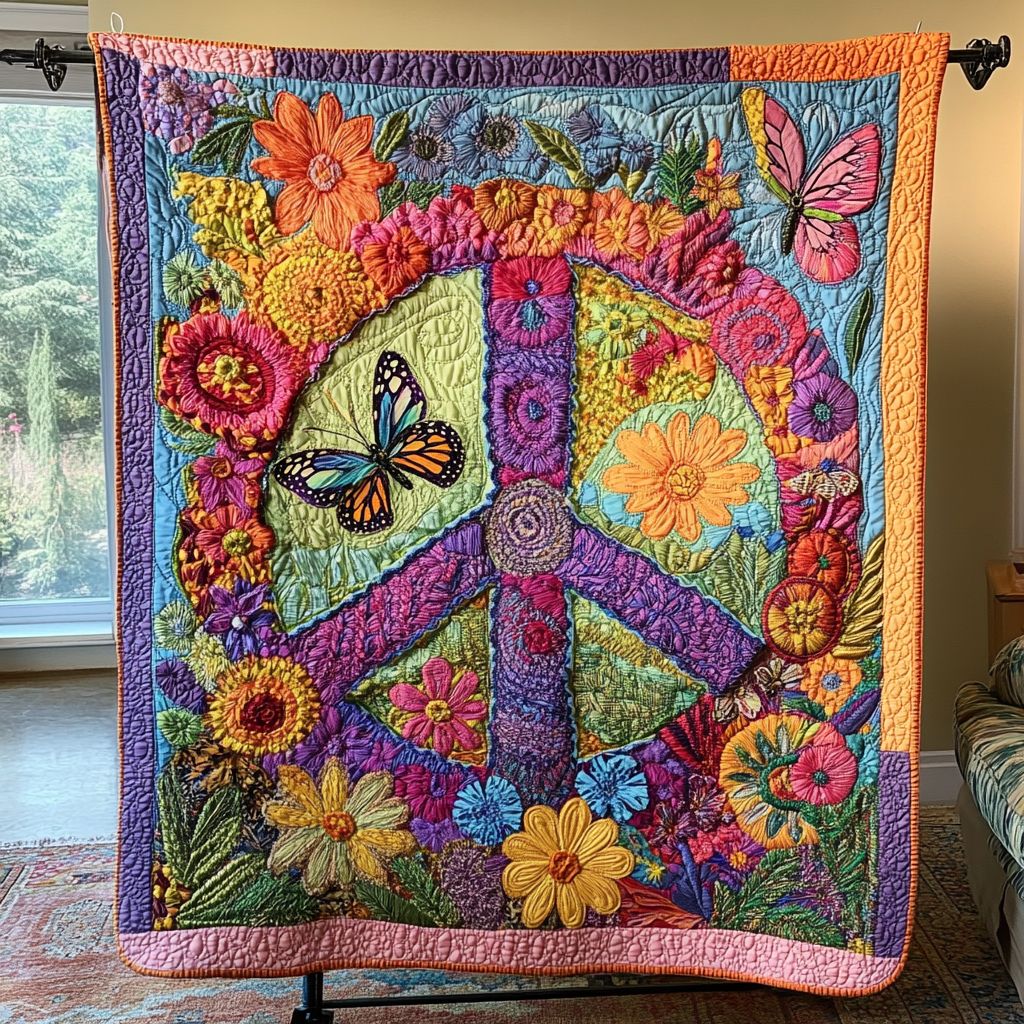 Floral Serenity Quilted Blanket Cute Throw Blanket Hippy Gifts For Him Floral Serenity Quilted Blanket Cute Throw Blanket Hippy Gifts For Him