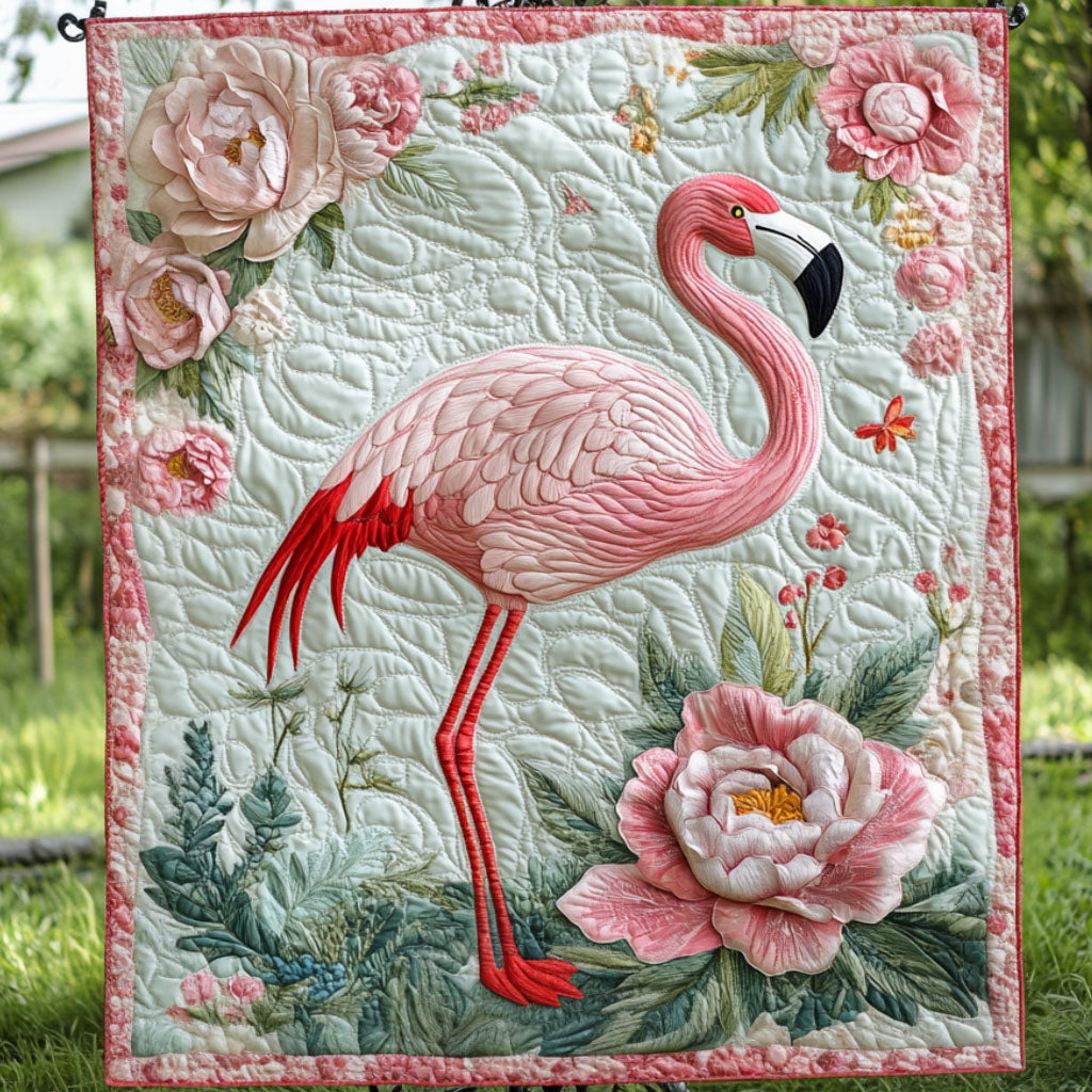 Floral Stroll Quilted Blanket Cute Colorful Blanket Birthday Presents For Flamingo Lovers Floral Stroll Quilted Blanket Cute Colorful Blanket Birthday Presents For Flamingo Lovers