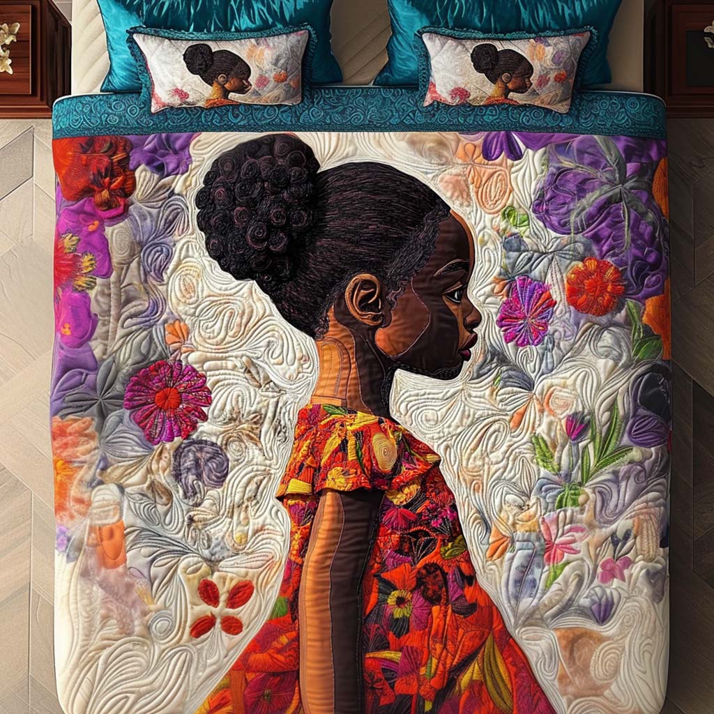 Flower Child Quilted Bedding Set Duvet Cover Bed Sheet Set Melanin Themed Gifts Flower Child Quilted Bedding Set Duvet Cover Bed Sheet Set Melanin Themed Gifts