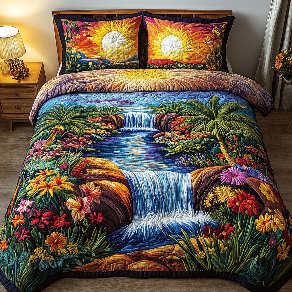 Flower Land Quilted Bedding Set Duvet Cover Bedspreads Beach Housewarming Gifts Flower Land Quilted Bedding Set Duvet Cover Bedspreads Beach Housewarming Gifts