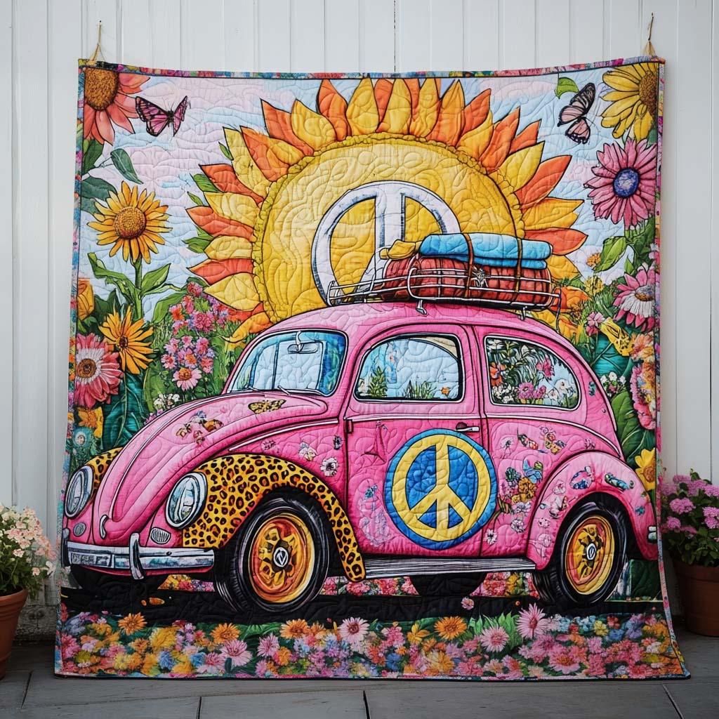 Flower Power Ride Quilted Blanket Nice Throw Blanket Gift Hippie Christmas Ideas Flower Power Ride Quilted Blanket Nice Throw Blanket Gift Hippie Christmas Ideas