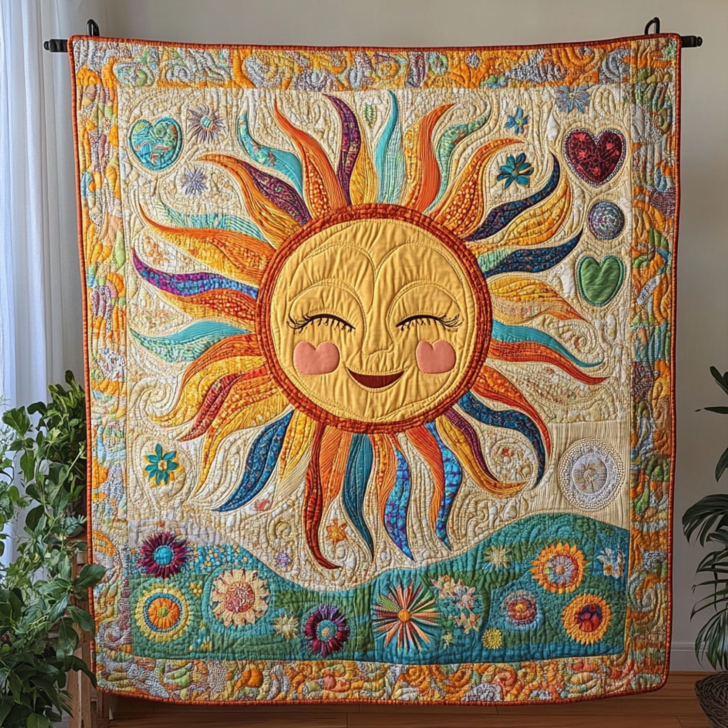 Flowerchild Light Quilted Blanket Cute Colorful Blanket Hippy Gift Ideas Christmas Flowerchild Light Quilted Blanket Cute Colorful Blanket Hippy Gift Ideas Christmas