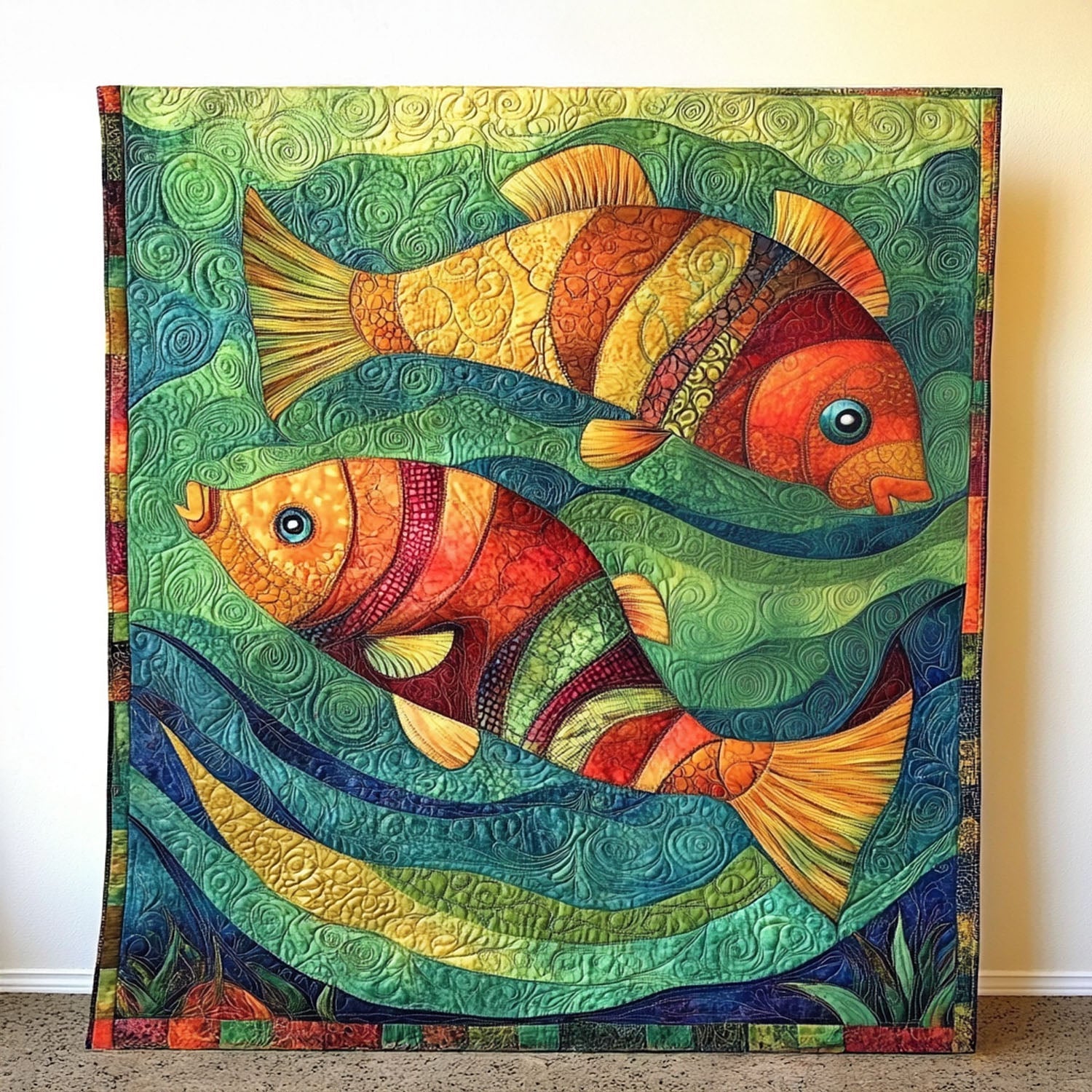 Flowing Fish Quilted Blanket Cute Throw Blanket Best Gifts For Fisherman 2025 Flowing Fish Quilted Blanket Cute Throw Blanket Best Gifts For Fisherman 2025