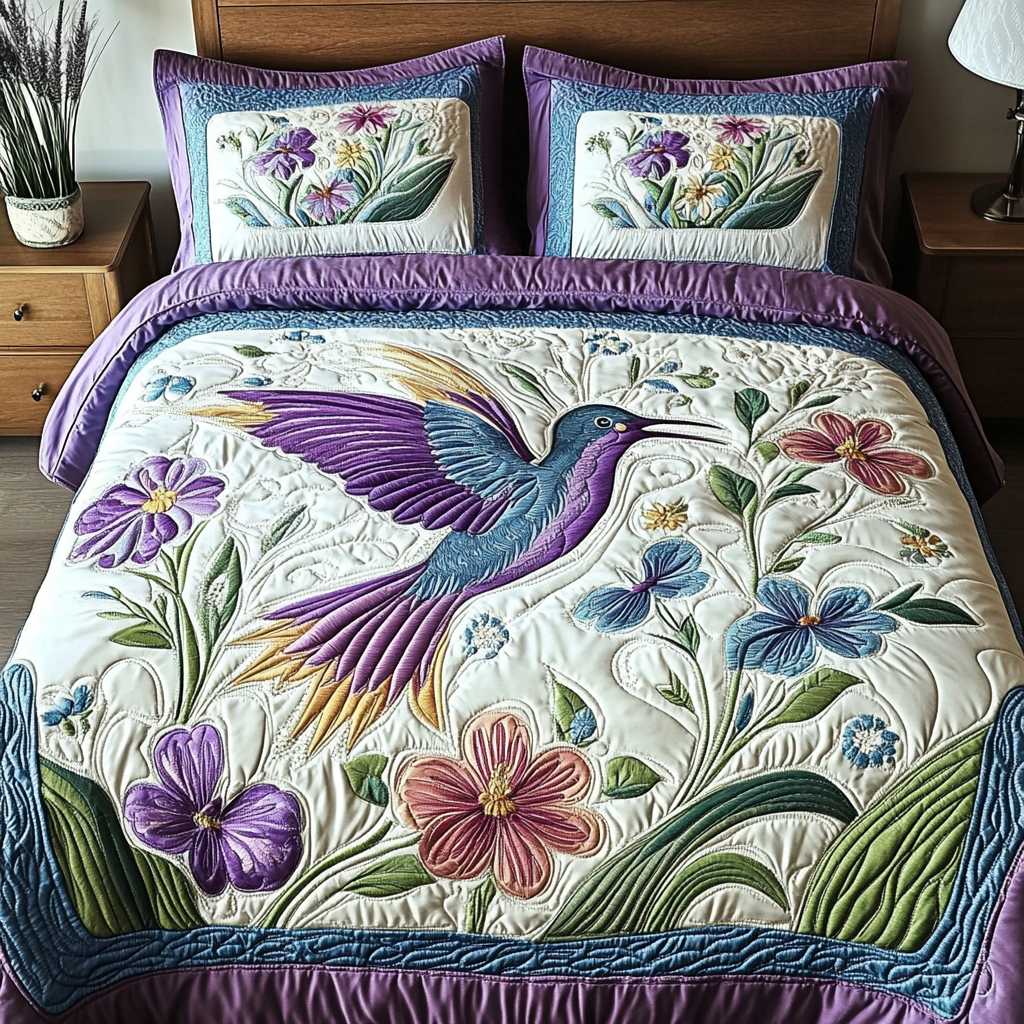 Flutter Bloom Quilted Bedding Set Duvet Cover Bed Sheet Set Awesome Gifts For Hummingbird Lovers Flutter Bloom Quilted Bedding Set Duvet Cover Bed Sheet Set Awesome Gifts For Hummingbird Lovers