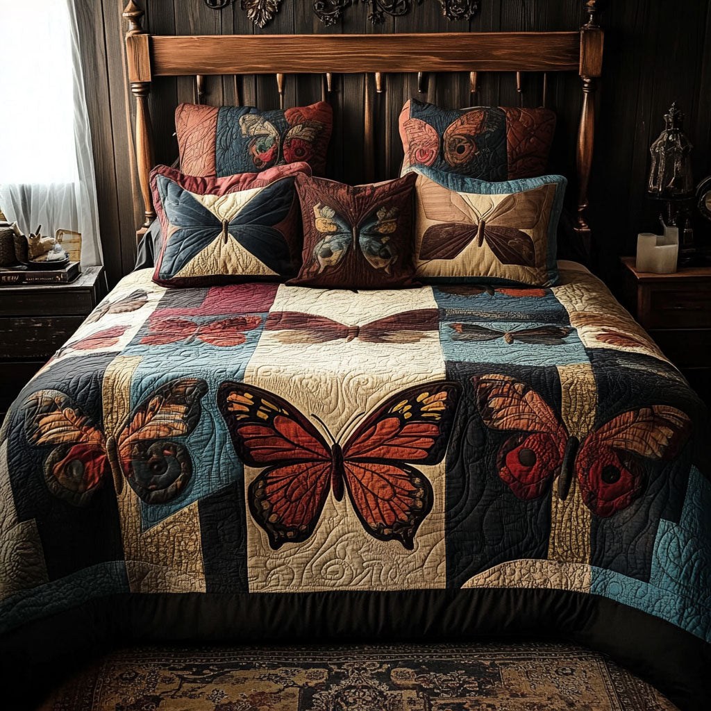 Fluttering Fantasy Quilted Bedding Set Duvet Cover Bedspread Butterfly Gifts For Her Fluttering Fantasy Quilted Bedding Set Duvet Cover Bedspread Butterfly Gifts For Her