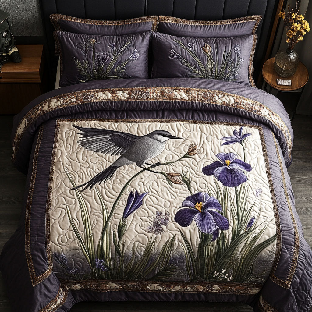 Fluttering Iris Quilted Bedding Set Duvet Cover Bedspread Christmas Flower Gifts Fluttering Iris Quilted Bedding Set Duvet Cover Bedspread Christmas Flower Gifts