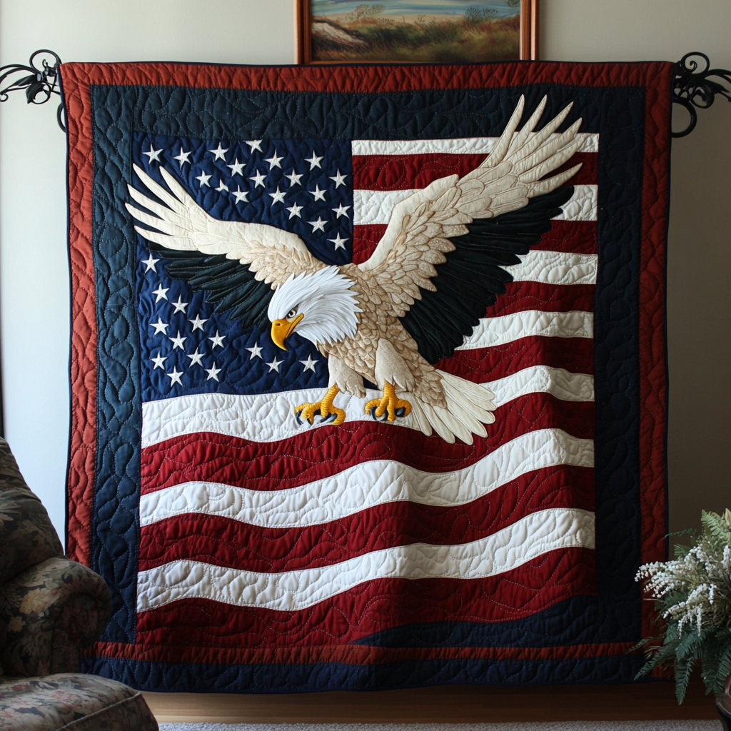 Flying Honor Quilted Blanket Cute Colorful Blanket Eagle Themed Gifts Chritsmas Flying Honor Quilted Blanket Cute Colorful Blanket Eagle Themed Gifts Chritsmas