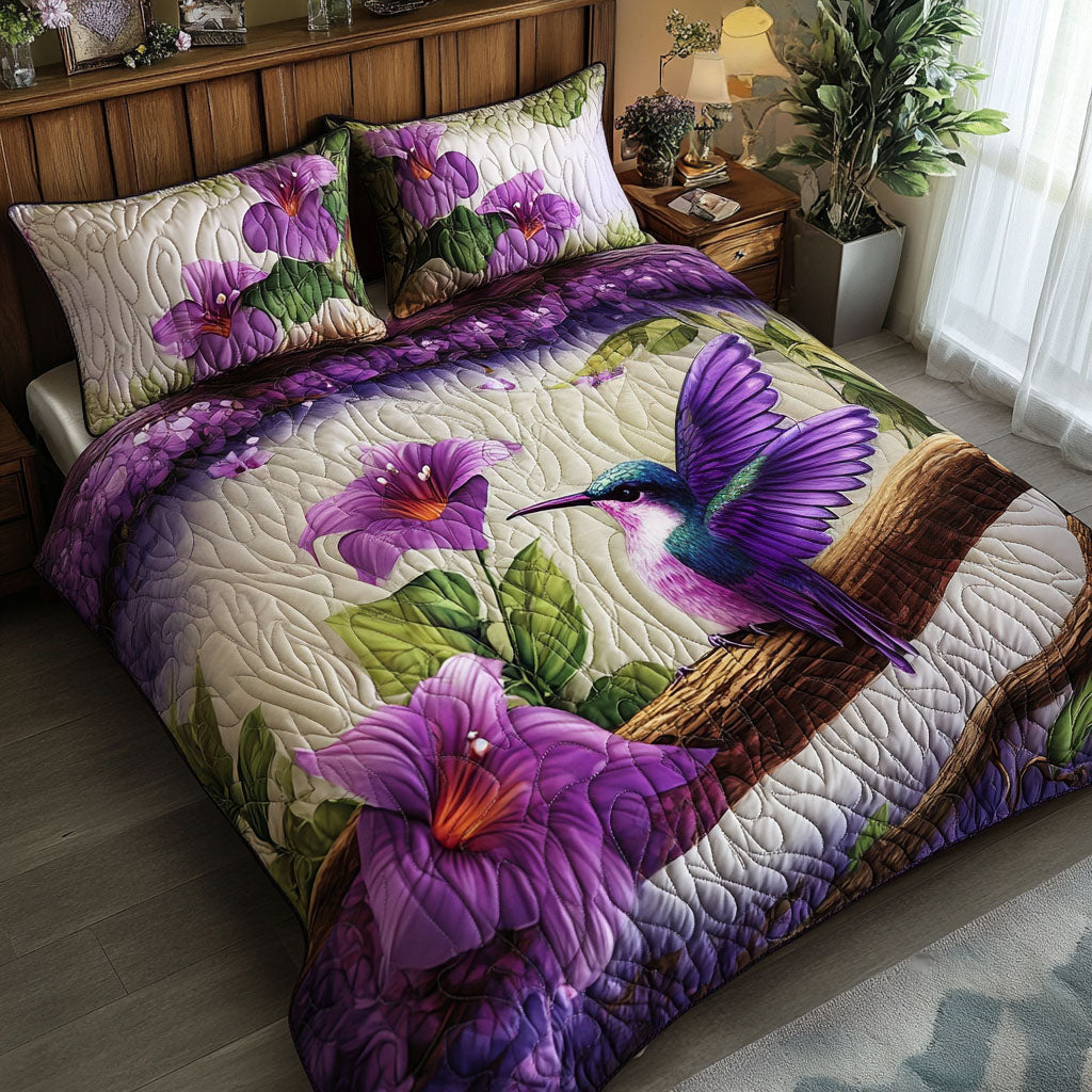 Flying Purple Beauty Quilted Bedding Set Duvet Cover Bedspread Hummingbird Mother's Day Gifts Flying Purple Beauty Quilted Bedding Set Duvet Cover Bedspread Hummingbird Mother's Day Gifts