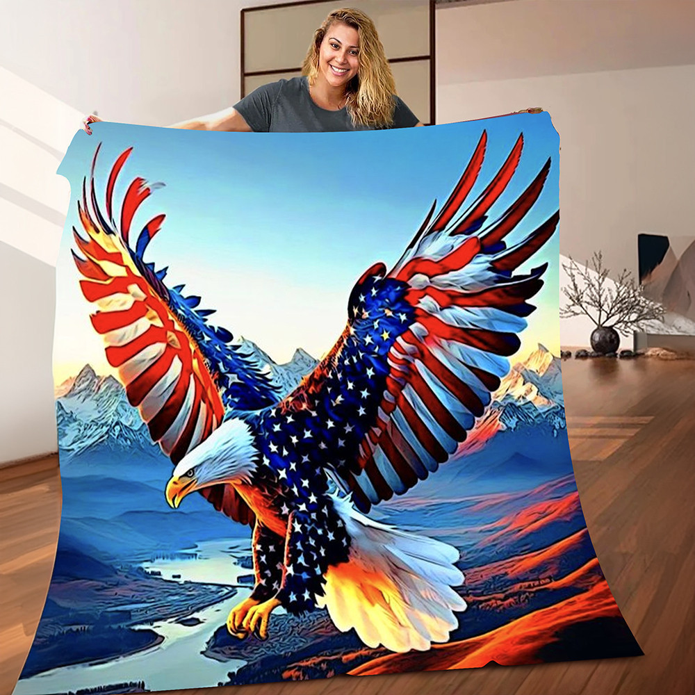 Flying US Eagle American Flag Blanket Patriotic USA Bald Eagle Throw Blanket Decor Gifts Flying US Eagle American Flag Blanket Patriotic USA Bald Eagle Throw Blanket Decor Gifts