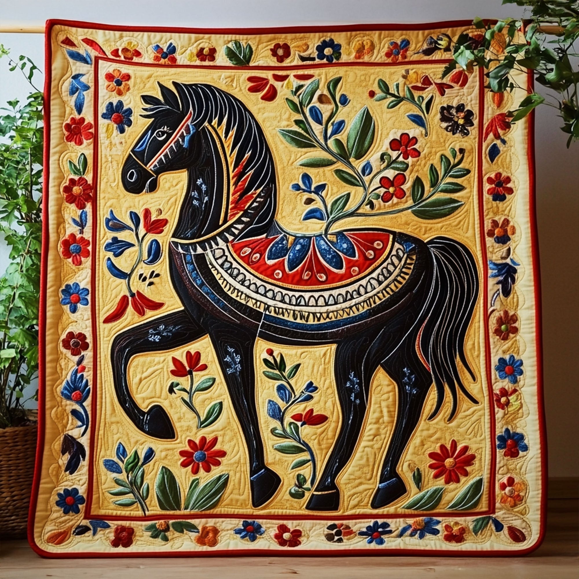 Folk Festival Ride Quilted Blanket Cute Colorful Blanket Equestrian Gifts For Christmas Folk Festival Ride Quilted Blanket Cute Colorful Blanket Equestrian Gifts For Christmas