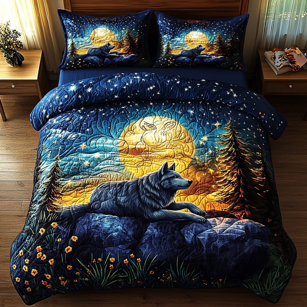 Forest Alpha Quilted Bedding Set Duvet Cover Bed Sheet Set Gifts For People Who Like Wolves Forest Alpha Quilted Bedding Set Duvet Cover Bed Sheet Set Gifts For People Who Like Wolves
