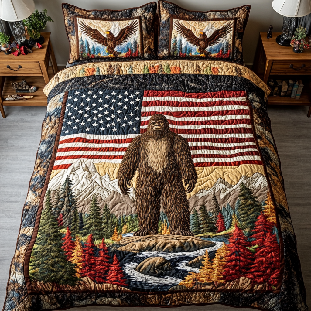 Forest Glory Quilted Bedding Set Duvet Cover Merch Sasquatch Themed Gifts Forest Glory Quilted Bedding Set Duvet Cover Merch Sasquatch Themed Gifts