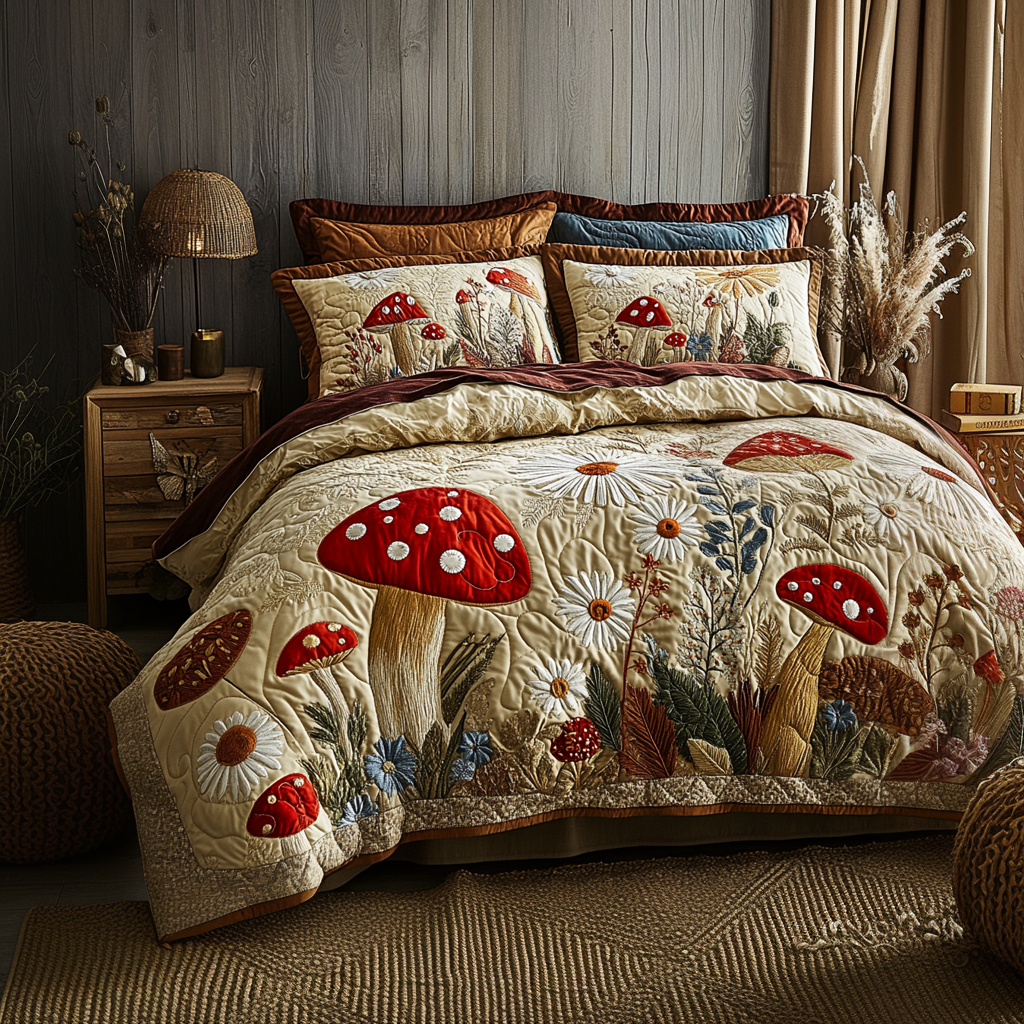 Forest Glow Quilted Bedding Set Duvet Cover Bed Sheet Set Christmas Presents For Hippies Forest Glow Quilted Bedding Set Duvet Cover Bed Sheet Set Christmas Presents For Hippies