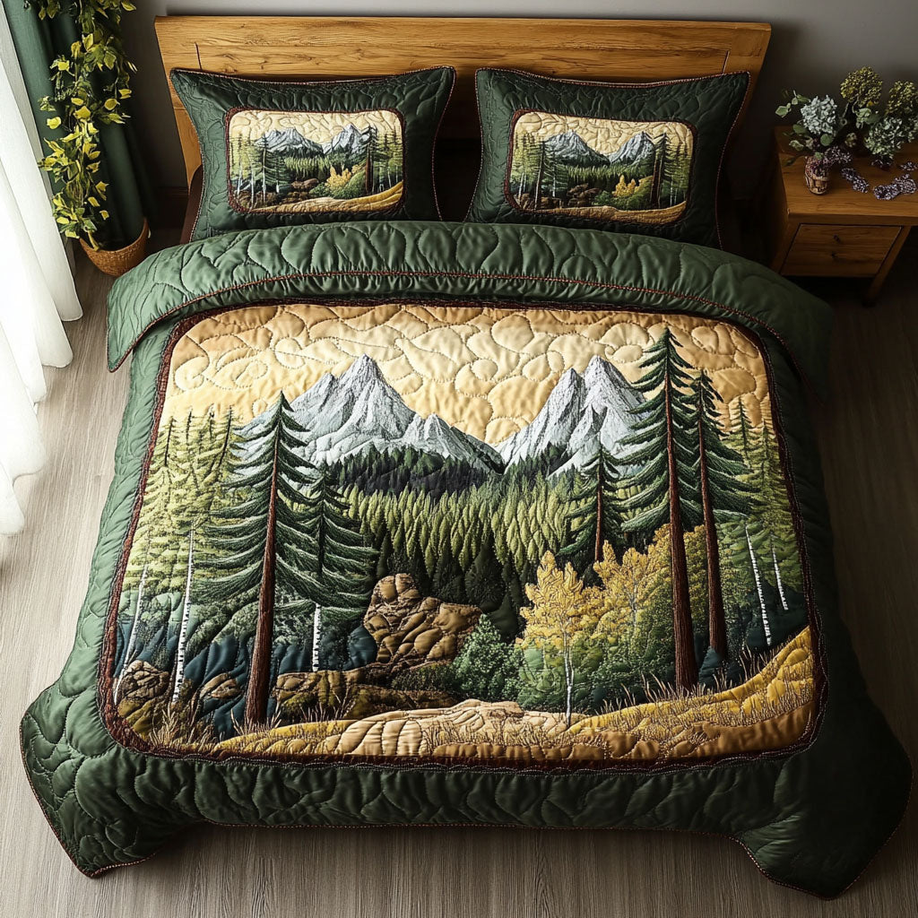 Forest Pathway Quilted Bedding Set Duvet Cover Bedspread Christmas Present Ideas For Nana