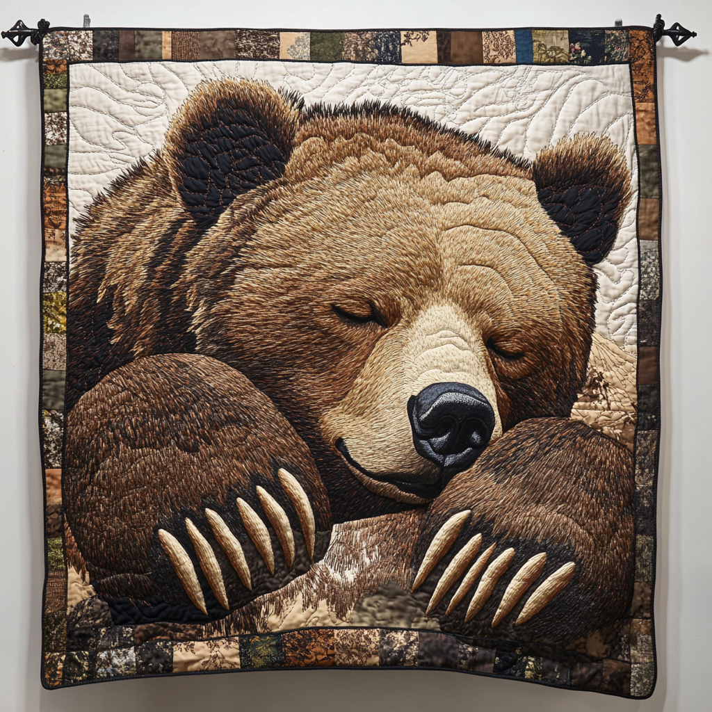 Forest Paws Quilted Blanket Cute Colorful Blanket Forest Bear Gifts For Him Forest Paws Quilted Blanket Cute Colorful Blanket Forest Bear Gifts For Him