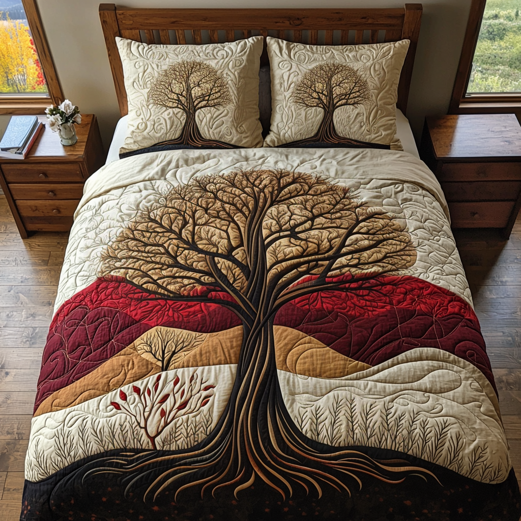 Forest Soul Quilted Bedding Set Duvet Cover Bedspreads Tree Of Life Gifts For Women